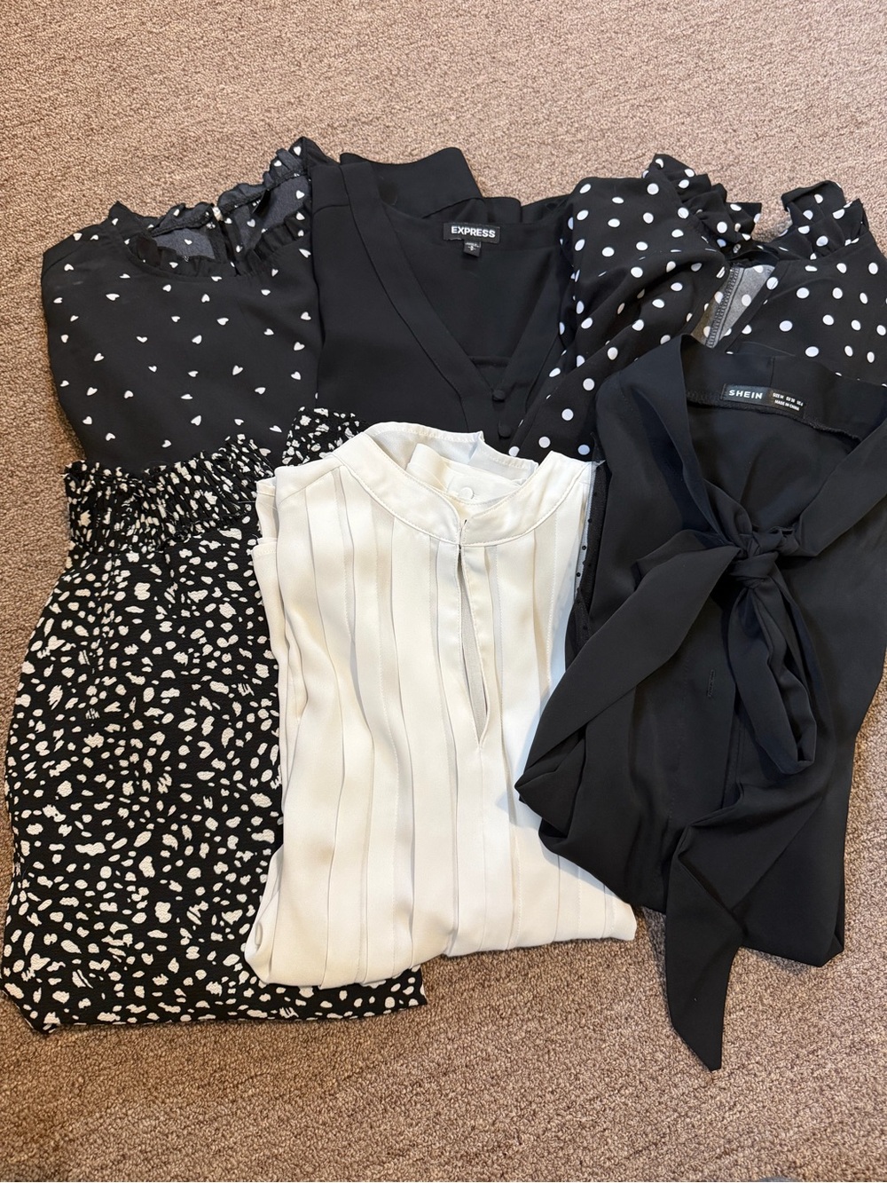 Women’s Black & White Blouse/Top Bundle of 6